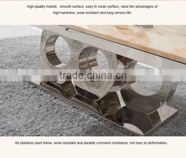 C406 Living Room Modern Design Rectangle White Marble Coffee Table