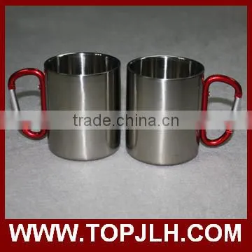 Cheap promotional sports carabiner stainless steel mug for sublimation