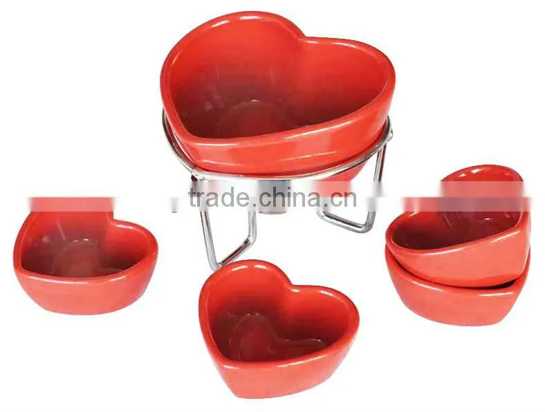 Ceramic Fondue Sets, Mug shape Valentine Fondue Sets