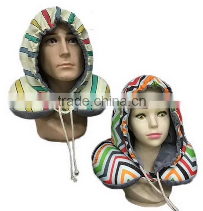 Hot Sale U shape Best Neck Pillow With Hat For Sleeping
