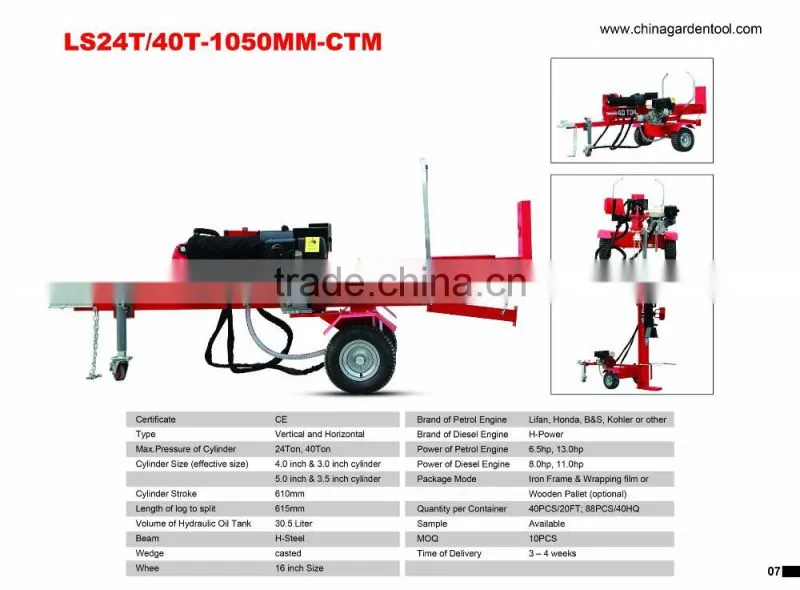 Good quality cheap price wholesaler 24T Mechanical Log Splitter, petrol engine cheap log splitter for sale