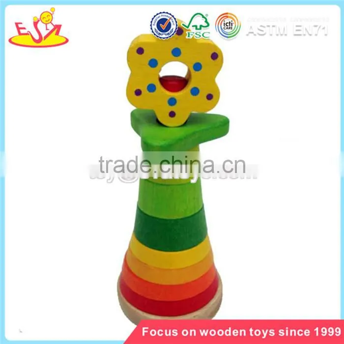 Wholesale lovely wooden stacking blocks game toy top sale wooden stacking blocks game W13D047