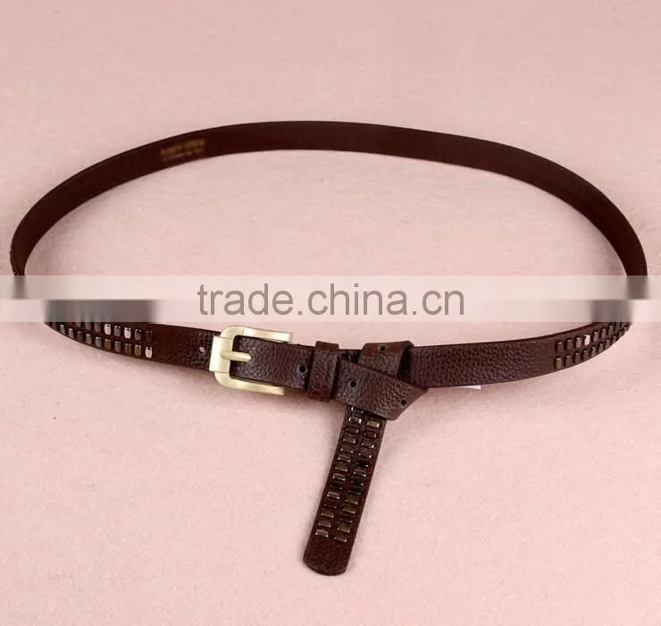 Wholesale new style women lady waist belt PU faux leather belt with two row rivet