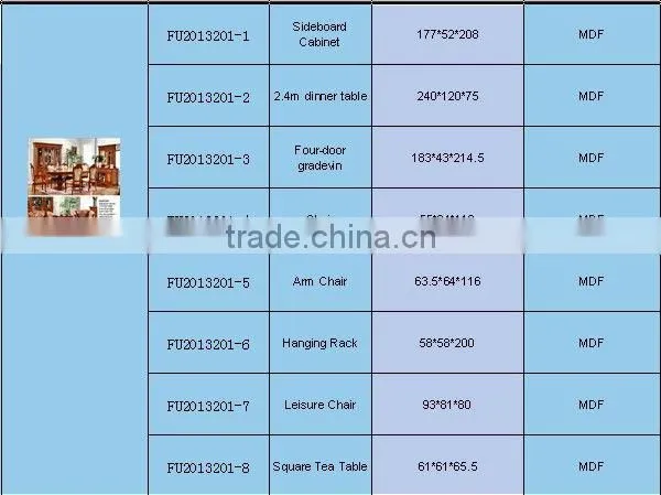 2013 year lastest design MDF classical European dinning room furniture