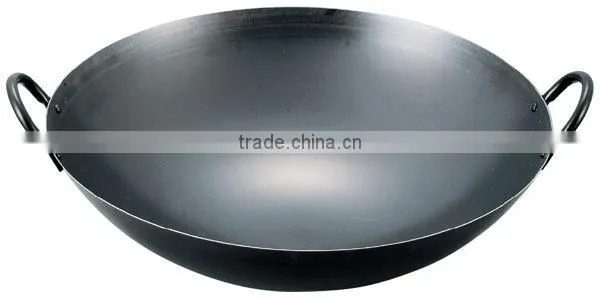 Made in Japan Iron Blue Temper Press Chinese double handle fry pan wok