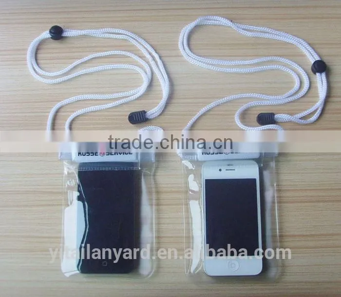 2014 mobile phone pvc waterproof bag with lanyard