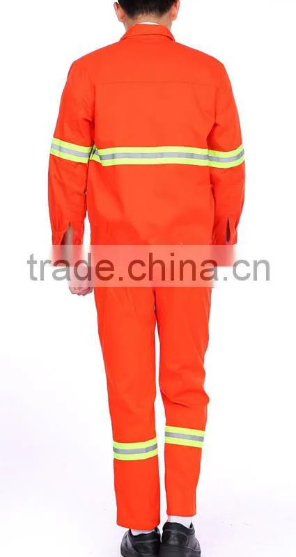 orange and green reflective two pieces construction man's dustman workwear uniform