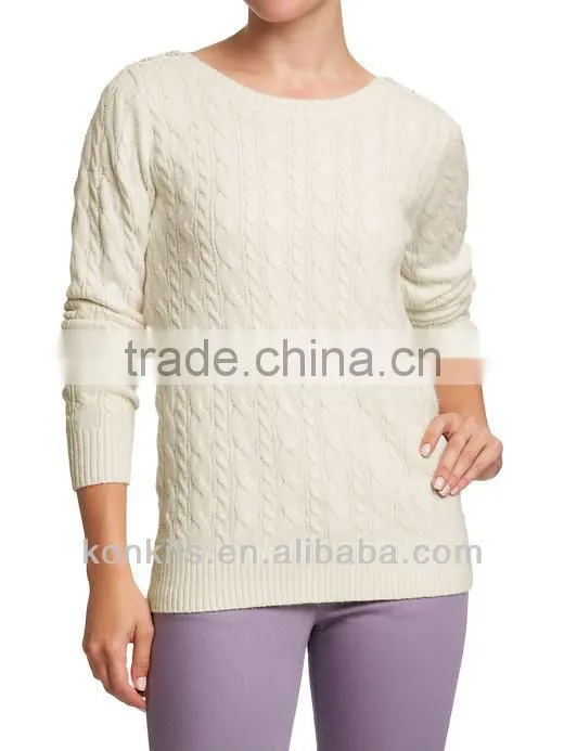 Women's Cable Boat-Neck Sweaters