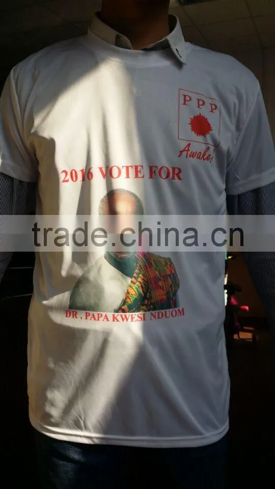 Customed full color printing 100 polyester election tshirts in good design