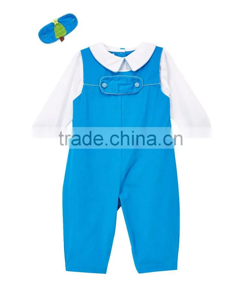 High quality new baby set white shirt and blue pant ,two piece fall long sleeves baby boy/girl clothes,kids wear