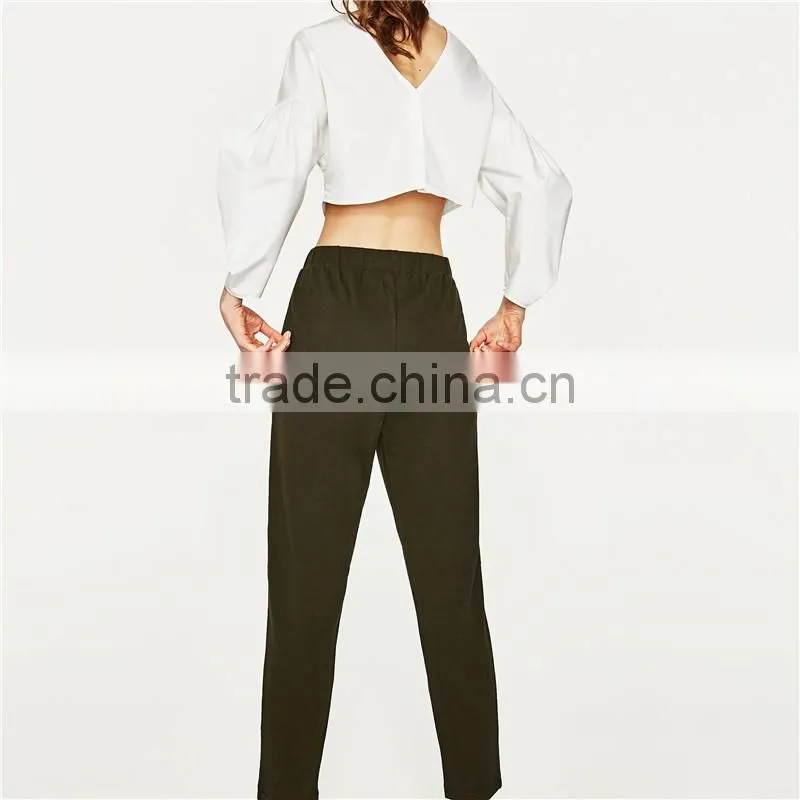 2017 OEM Wholesale 100% Cotton Comfortable Pants Women Sport Jogger Trousers