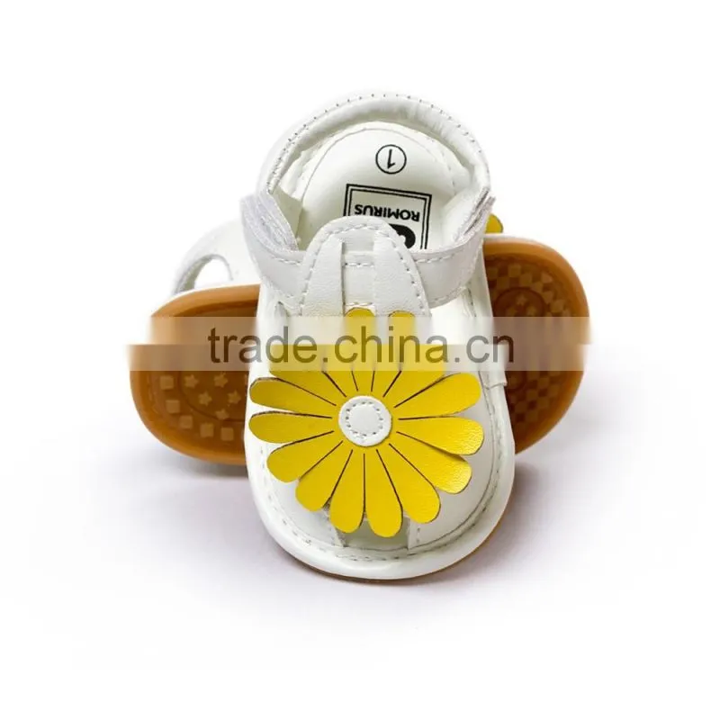 sum flower cute baby shoes, soft feel high quality PU leather baby sandals
