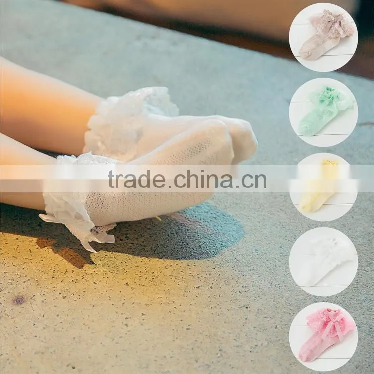2015 Fashion Korea Lace Baby Girl Tube Cotton Socks Wholesale