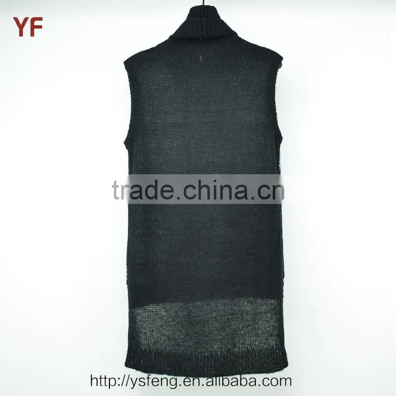 Fashion Short Front Back Long Sleeveless Winter Sweater Dress For Women
