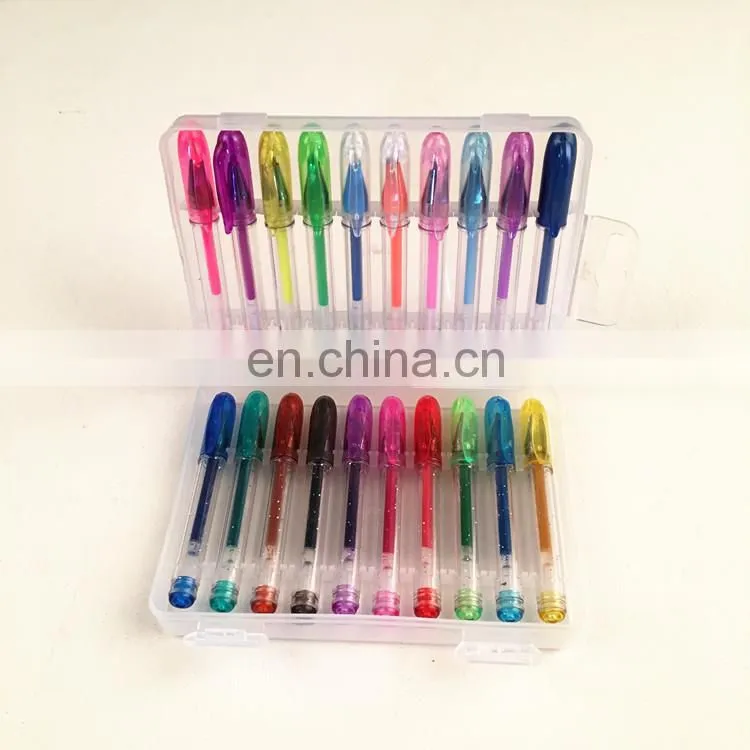 Attractive Plastic Portable 20 Colors Glitter Mini Gel Pen Pack for Office and School Use