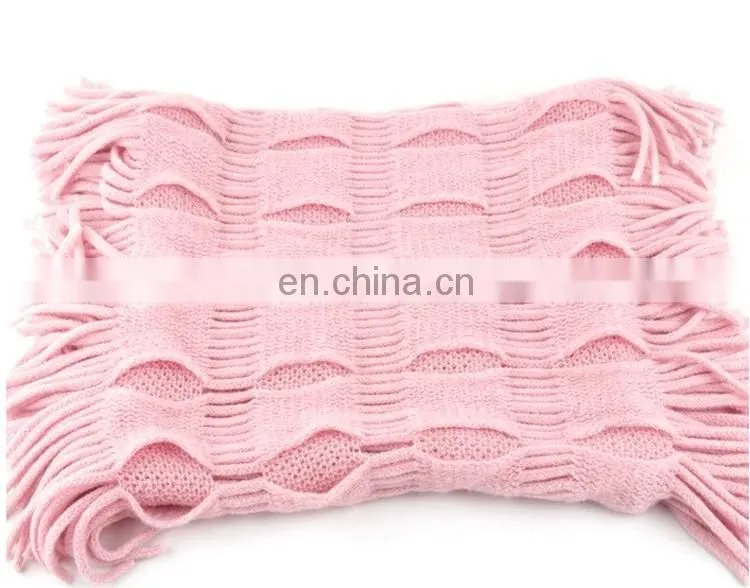 wholesale hot sell street fashion style mix color knit loop scarf with tassel