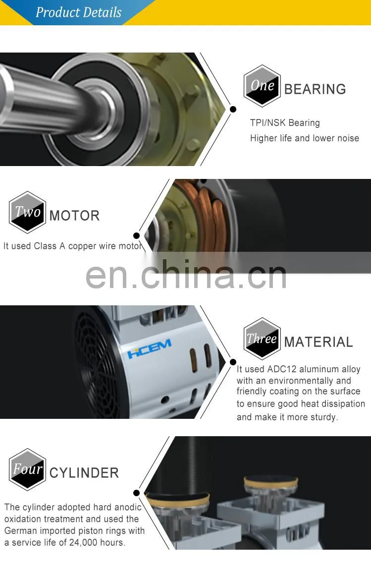 High quality low noise mini oil free piston vacuum pump for milking machine