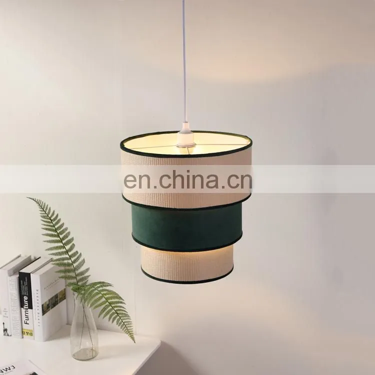 Modern design cheap custom rattan living room green modern ceiling pendant lamp hanging for home