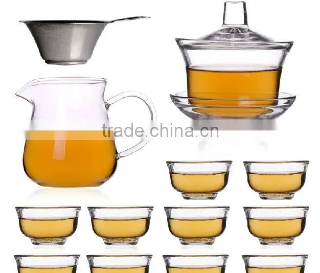 Glass Teaset,Gaiwan+Pitcher+Cups+Filter