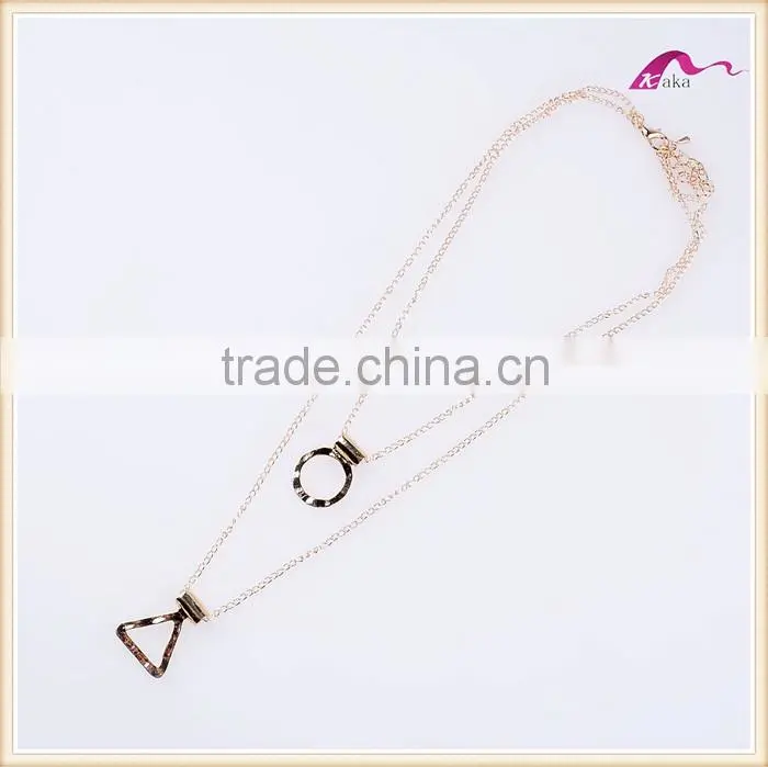 Fashion Multi Layered Gold Plated Pendant Statement Necklace