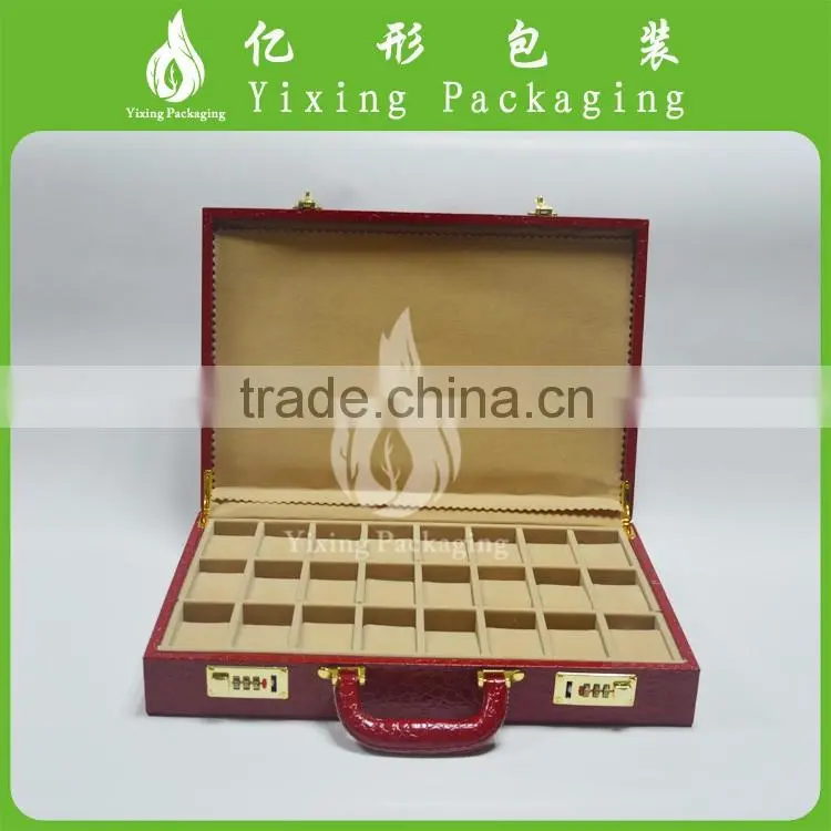 promotional large handmade PU leather 24 slots wholesale watch case