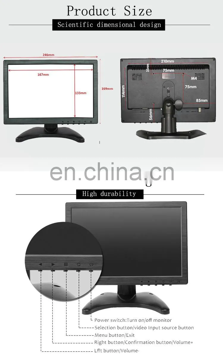 Custom 1280*800 TFT LCD 10.1 inch touchScreen Monitor