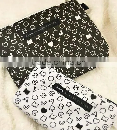Big soft letter printing Korean style canvas cosmetic bag for lady