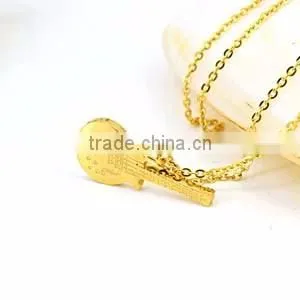 Stainless steel gold necklace designs in 10 grams guitar pendant necklace