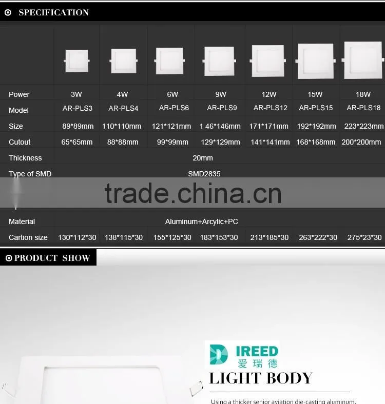 18 Watt LED Panel Light, Square Recessed Lighting Fixture Kit, Warm White panel light