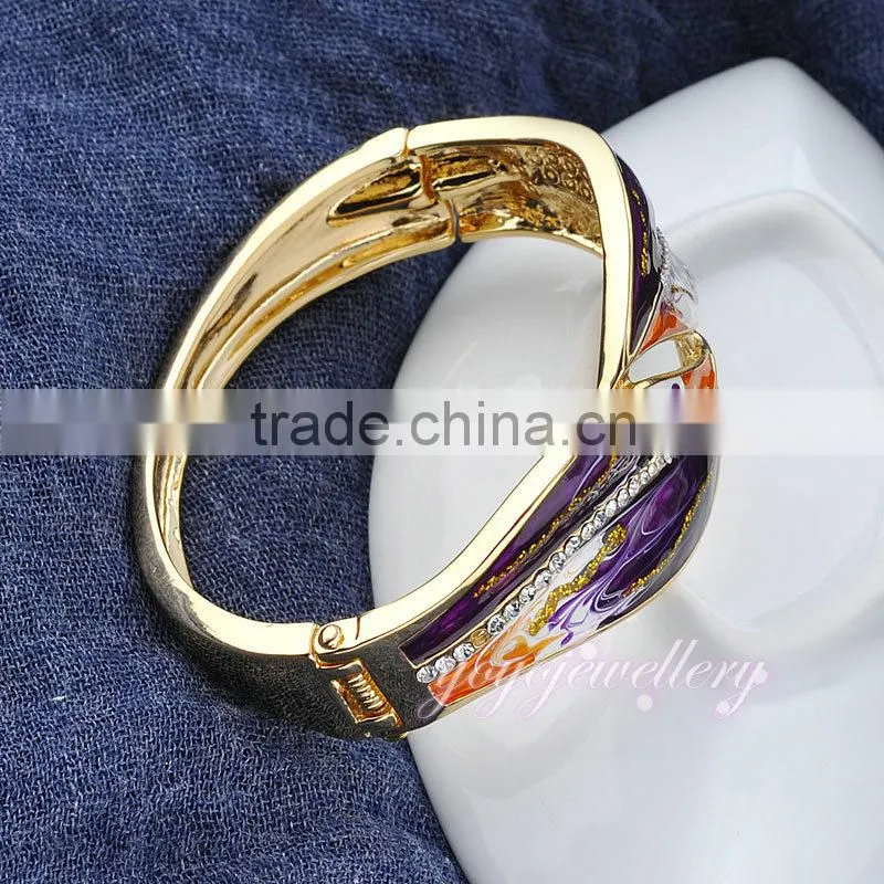 Leaf shap hot selling sex sikh kara crystal bracelet bangle