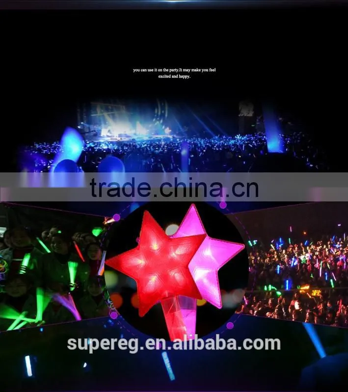 Color Star/Heart LED Light Stick Shiny Cheering Glow Flash Light Stick Christmas Gift Party