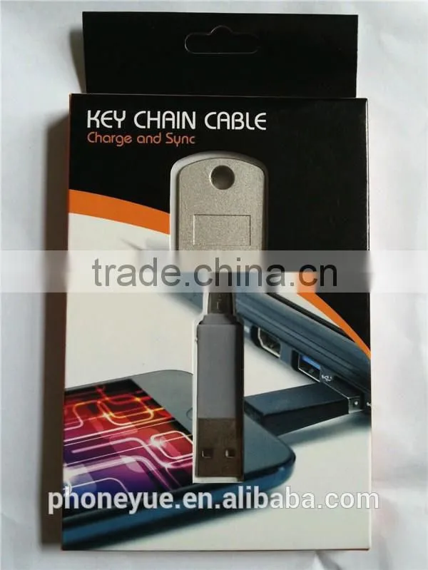 2016 China new design fashional USB Keychain Charger Cable for samsung