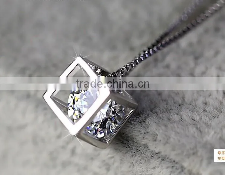 New products for lovers & girl and women love of window diamond 925 silver necklace