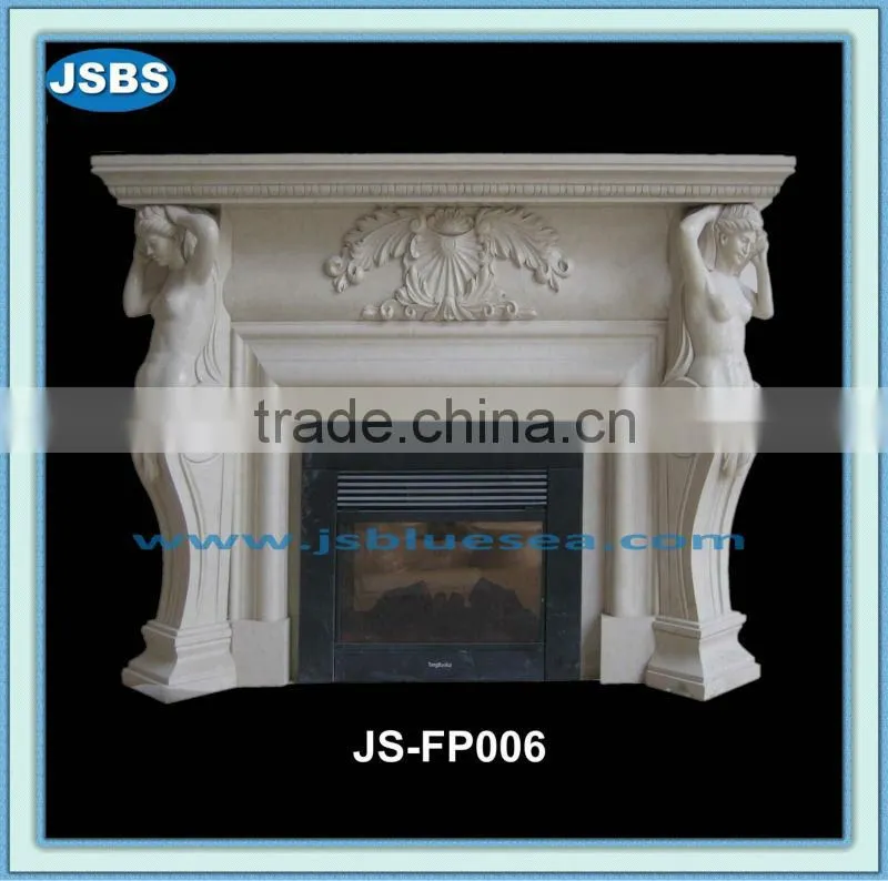 marble indoor nude wemon statue corner fireplace