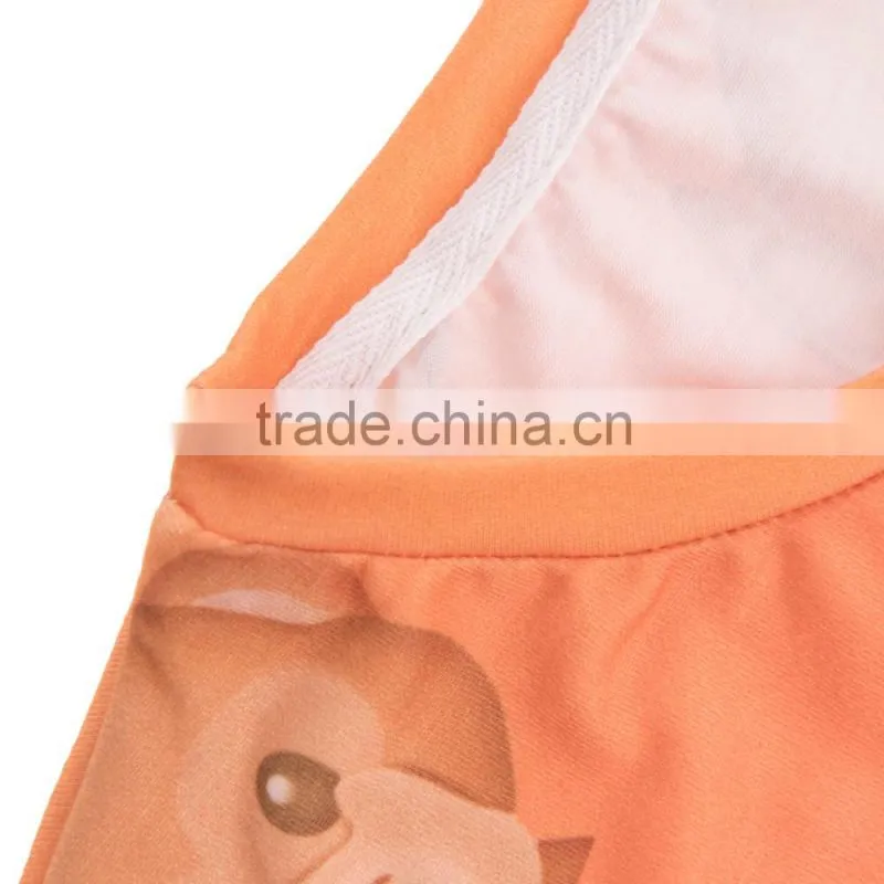 Online Shopping New Design 3D Print Emoji Monkey Orange Custom Grils T-shirt