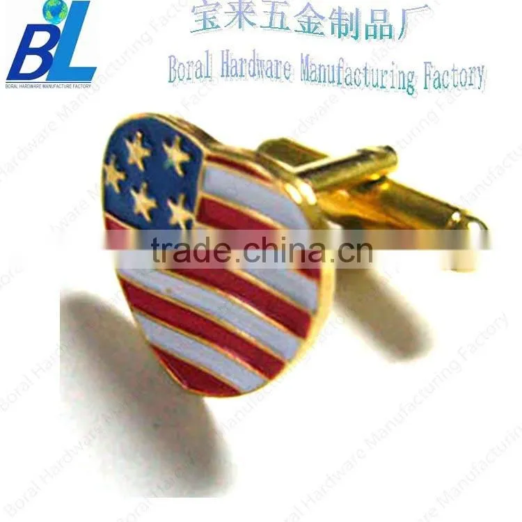 Golden brass enameled heart cufflinks
