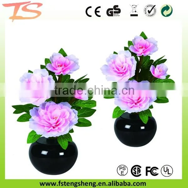 Wedding decor artificial LED silk fiber optic peony flowers lamp pot