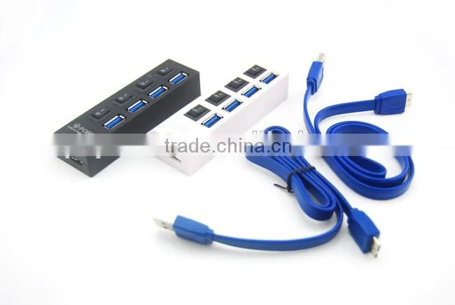Computer 4 Ports 3.0 High Speed USB Hub with Swith Button