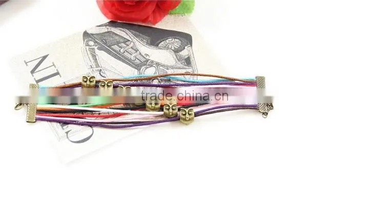 >>hot selling cute promotional colorful multi strands cord owl bracelet/