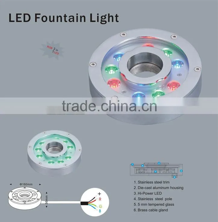 RGB underwater light, DC24V Edison LED 152*89mm IP68 With stents 7*1W LED Underwater Light