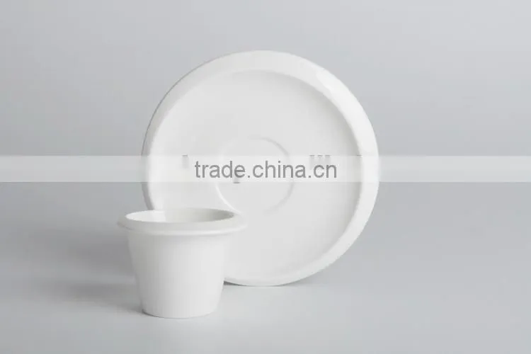plain fine China ceramic teacup with saucer