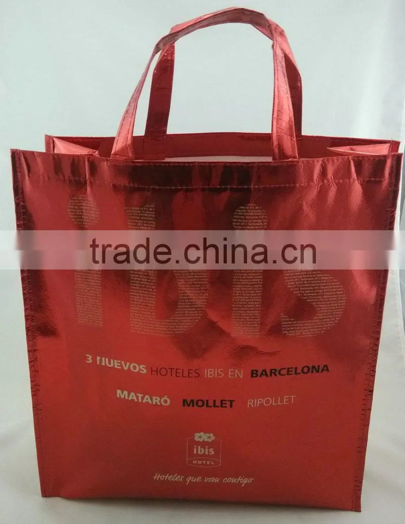 Pp non woven with metallic cooler laminated reusable tote bags for women