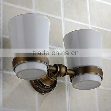 Antique Brass Wall-mounted Bathroom Double Toothbrush Holder BA2008