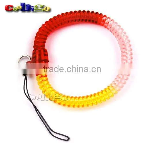 2"(50mm) Inside Dia. Mix Color Expandable Coil Ring With Lanyard for Gym Hand Tag Phone Straps