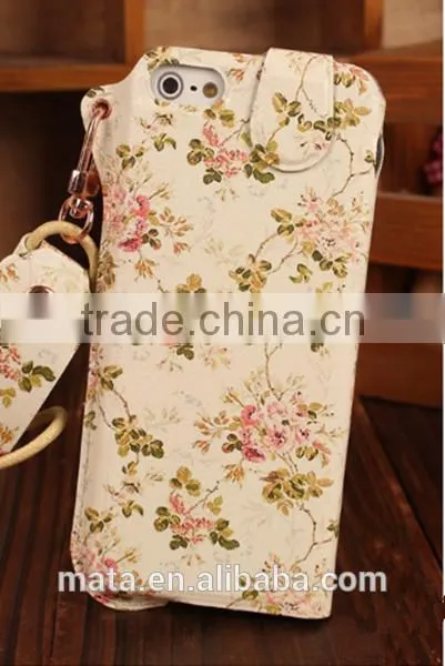 Fashionable Painting PU Leather Case With Sliding For iphone 6