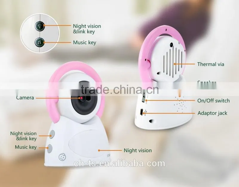 Wireless Digital 3.5" LCD Color Baby Monitor ,2.4GHz Camera Audio Video Infrared Night Vision,Music