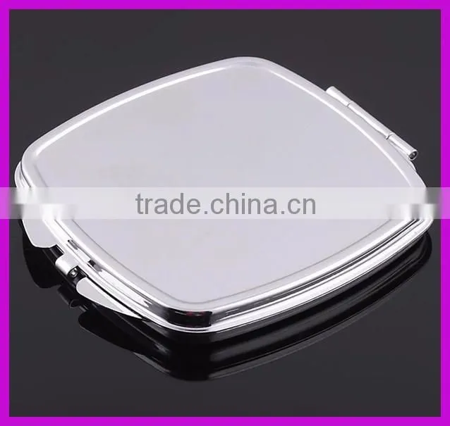Small folding metal make up mirror with keychain