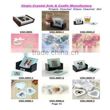 Crystal heart glass coaster with baby photo insert for birthday party decorations
