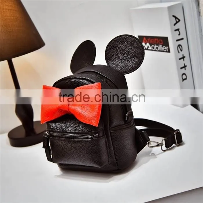 Mic-key Bow Beautiful Schoolbags Teenage High School Backpack for Girls