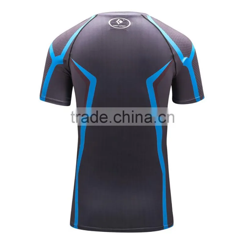 2016 New Design Online Wholesale Shop Gym Fintess Sport Printing T Shirts Fast Drying Fitness GYM Base Layer Tops